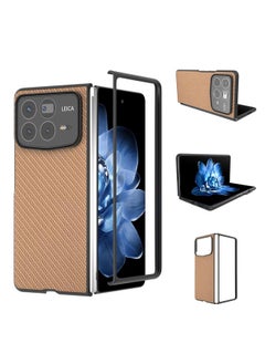 For Xiaomi Mix Fold 4 Black Frame Carbon Fiber Texture PU Phone Case(Gold)