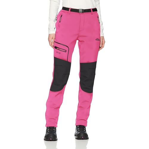 BenBoy Women's Outdoor Waterproof Windproof Fleece Slim Cargo Snow Ski Hiking Pants,Pink Large - Image 1