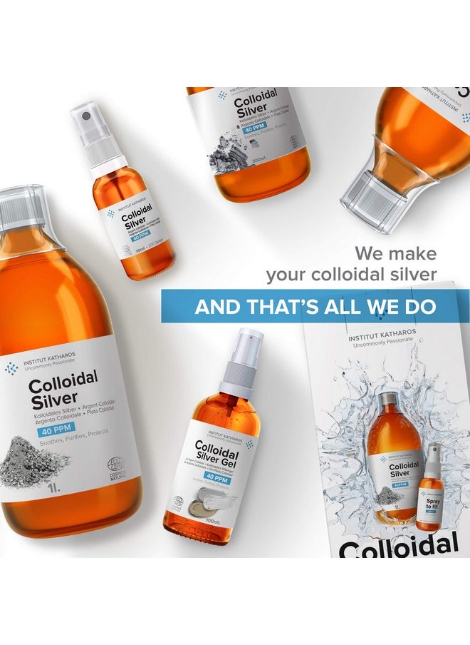 Institut Katharos - Premium Colloidal Silver 40Ppm 34 Fl Oz ● Optimal Concentration Formula, Smaller Particles, Better Results ● Laboratory Certified ● Liquid Silver Made In Eu ● Free Spray Bottle To Fill & Ebook - Image 1