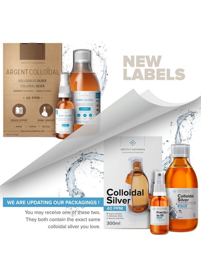 Institut Katharos - Premium Colloidal Silver 40Ppm 34 Fl Oz ● Optimal Concentration Formula, Smaller Particles, Better Results ● Laboratory Certified ● Liquid Silver Made In Eu ● Free Spray Bottle To Fill & Ebook - Image 1
