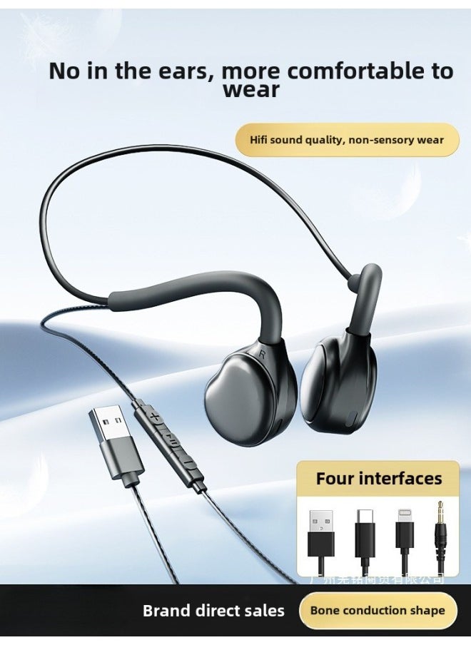 Generic - Computer Wired Headphones Not In Ear Non-Bone Conduction Ear-Hanging Desktop Notebook Painless Headset For Long-term Wear-Color:Newly Upgraded Top Version  Suitable For Apple 5-14/ipad Tablet Series - Image 1