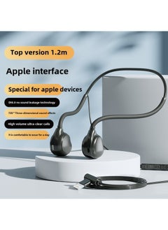 Computer Wired Headphones Not In Ear Non-Bone Conduction Ear-Hanging Desktop Notebook Painless Headset For Long-term Wear-Color:Newly Upgraded Top Version  Suitable For Apple 5-14/ipad Tablet Series