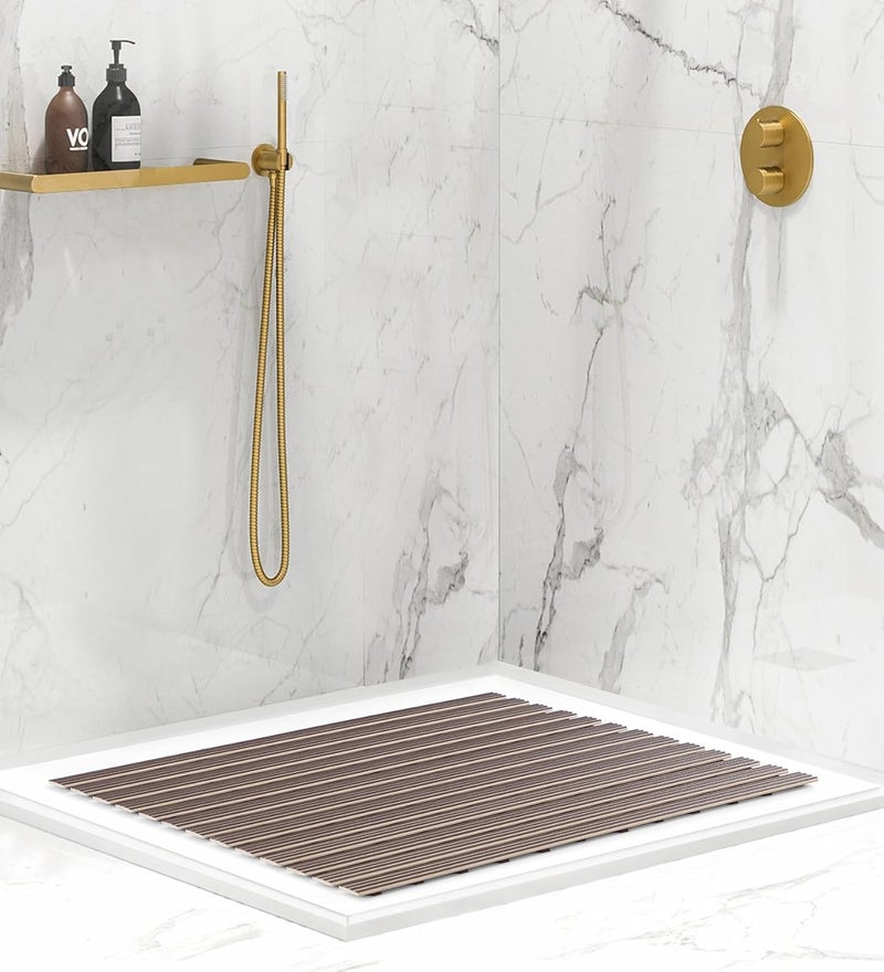 Obsessions Non-Slip Beige PVC Shower Mat for Bathrooms, 47x61 cm Safety & Style - Image 1