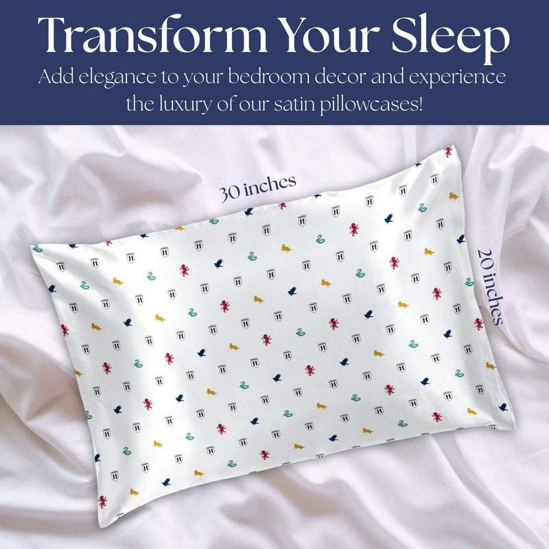 Jay Franco Satin Pillowcase - Standard Size 20x30 Inch Silky Soft Premium Pillow Cover  White - Harry Potter - Image 2