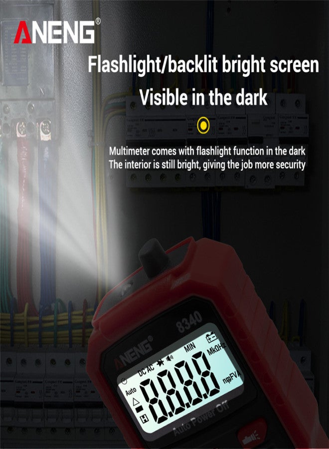 ANENG 8340 Smart Digital Multimeter Auto Recognition 1999 Counts Voltmeter Electric Test Pen with Backlight Screen Flashlight NCV Induction AC DC Voltage Resistance Breakpoint Live Wire Testing - Image 4