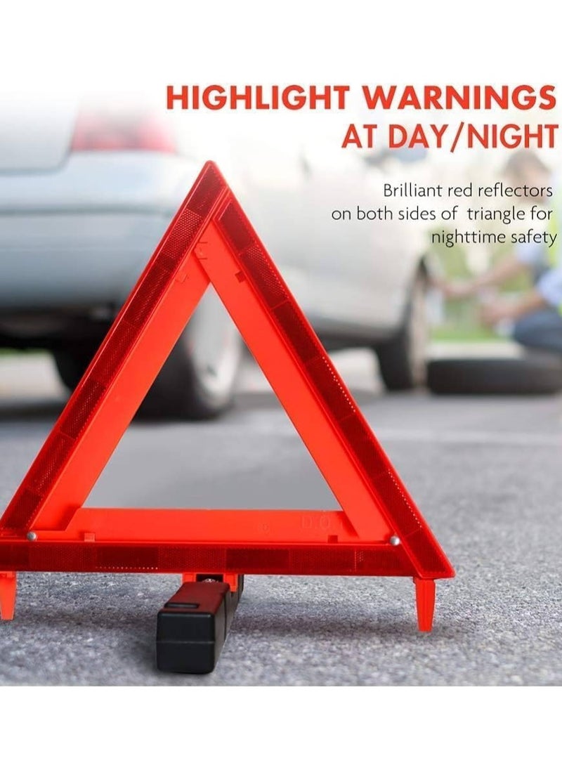 Festive Gallery - Warning Triangle Reflective Safety Emergency Triangle Foldable Road Warning Triangle EU Roadside Hazard Alert Signs with Storage Box for Car Emergencies Accessories - Image 1
