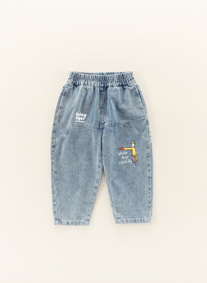 BEIBEIYIN Kids Pants 90-130cm Denim Blue