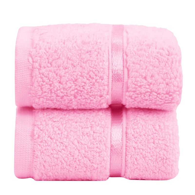 SPREAD SPAIN SPREAD SPAIN 100 Cotton Face Towel Roman Face Towel Set of 2 600 GSM Super Absorbent Soft Quick Dry Towels for Gym Sports Travel Suitable for Acne Prone Skin 30x30cm Pink - Image 1
