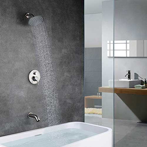 sumerain Tub Shower Faucet Set Brushed Nickel，High Flow Waterfall Tub Spout and High Pressure Rain Shower,SUMERAIN - Image 5