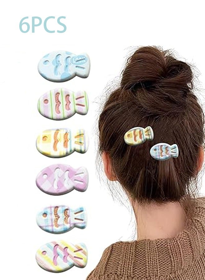 6 قطع من مقاطع شعر الأسماك الصغيرة ، نمط السمك الملون ، مقاطع الشعر المزخرفة بموضوع المحيط ، إكسسوارات الشعر الصغيرة اللطيفة والممتعة ، مناسبة للنساء والفتيات - Image 1