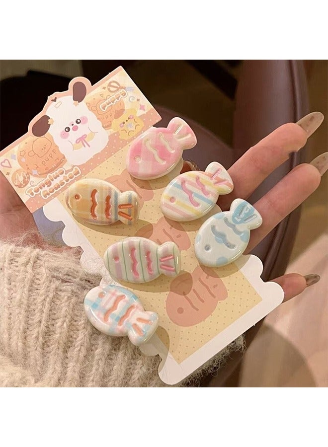 6 قطع من مقاطع شعر الأسماك الصغيرة ، نمط السمك الملون ، مقاطع الشعر المزخرفة بموضوع المحيط ، إكسسوارات الشعر الصغيرة اللطيفة والممتعة ، مناسبة للنساء والفتيات - Image 4