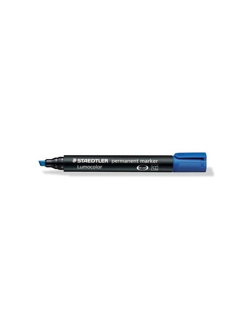 Staedtler 350-9 Lumocolor Permanent Marker, Broad Chisel Tip, Refillable, Blue , Box Of 10