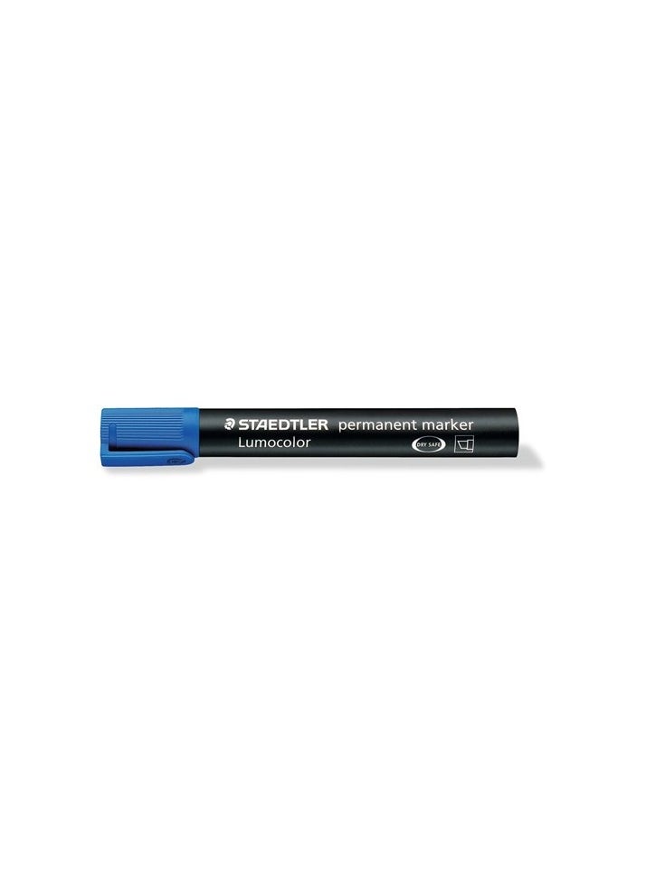 Staedtler 350-9 Lumocolor Permanent Marker, Broad Chisel Tip, Refillable, Blue , Box Of 10