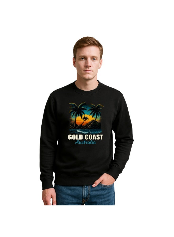 برينت شوب فور مي سويت شيرت رجالي أسترالي - قطن أسود بأكمام طويلة بتصميم مطبوع عليه شعار جولد كوست - مريح وأنيق للسفر والملابس الكاجوال والأنشطة الخارجية  - Image 1