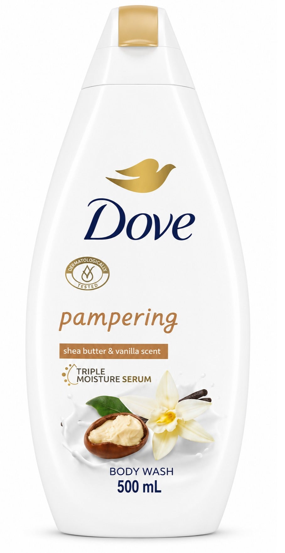 Dove Pampering Body Wash with Shea Butter & Vanilla Scent 500ml | Triple Moisture Serum | Deep Moisturizing Shower Gel for Soft, Smooth & Healthy Skin