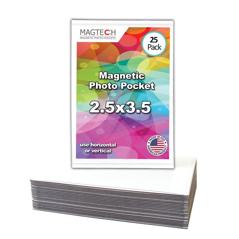 Magtech Magnetic Photo Pocket Picture Frame, White, Holds 2.5 x 3.5 Inches Photos, 25 Pack, Made in the USA (12325) - Image 1
