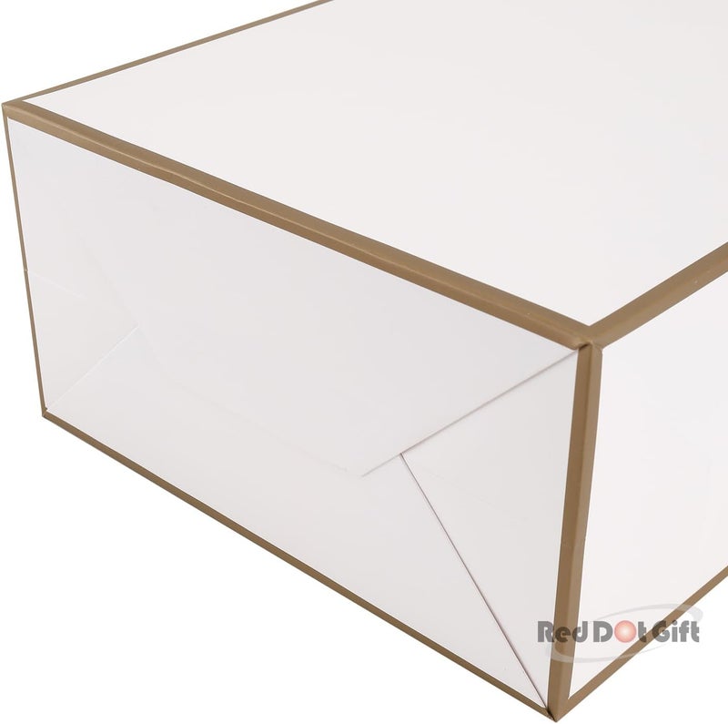 Red Dot Gift® 10 Pack White with Gold Border Gift Bags - Party Favor Bags with Grosgrain Ribbon Handle (L20xH28x10cm) - Image 3