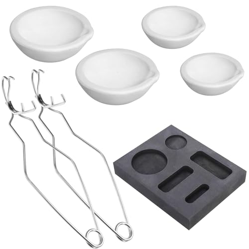 LAIAMER 7pcs Graphite Metal Melting Casting Kit, Including 2 Crucible Tongs, 5-in-1 Graphite Casting Ingot Mold, 4 Quartz Crucibles, Melting Metals Like Gold and Silver - Image 1