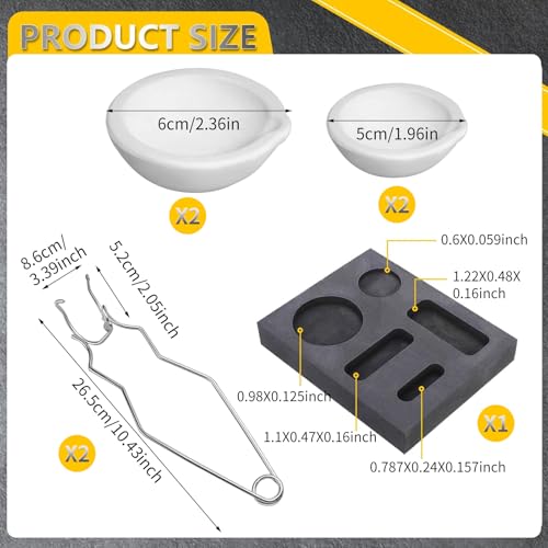 LAIAMER 7pcs Graphite Metal Melting Casting Kit, Including 2 Crucible Tongs, 5-in-1 Graphite Casting Ingot Mold, 4 Quartz Crucibles, Melting Metals Like Gold and Silver - Image 3