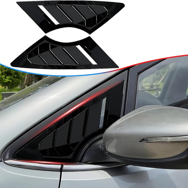 MUXEE 2Pcs Side Vent Louvers for KIA Forte 20142018 ABS Print Sport Window Decorative Covers Bright Black
