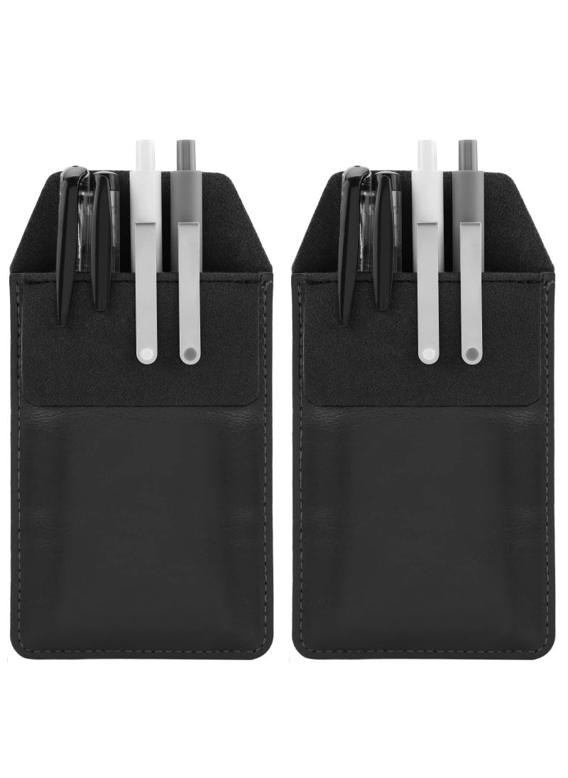 Excefore - Pocket Protector, 2 Pack PU Leather Heavy Duty Pen Holder Pouch with Clear PVC Divider for Shirts, Lab Coats, Pants, Holds Pens, Pointers, Pencils, and Notes - Image 1