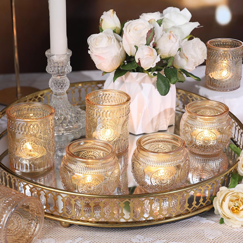 DARJEN 12Pcs Gold Votive Candle Holders - Glass Candle Holder for Table Centerpiece, Tea Lights Candle Holders for Home, Party & Wedding Shower Decoration - Image 4