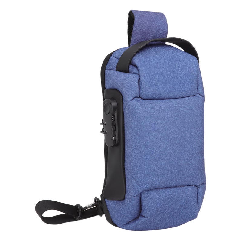 Sling Bag Waterproof Anti Theft with Combination Lock Anti Scratch Sports Single Shoulder Chest Bag Blue - Image 3