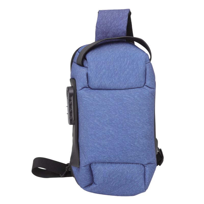 Sling Bag Waterproof Anti Theft with Combination Lock Anti Scratch Sports Single Shoulder Chest Bag Blue - Image 1