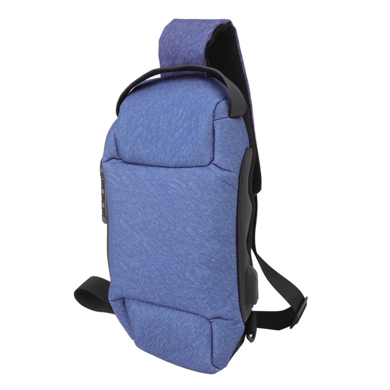 Sling Bag Waterproof Anti Theft with Combination Lock Anti Scratch Sports Single Shoulder Chest Bag Blue - Image 2
