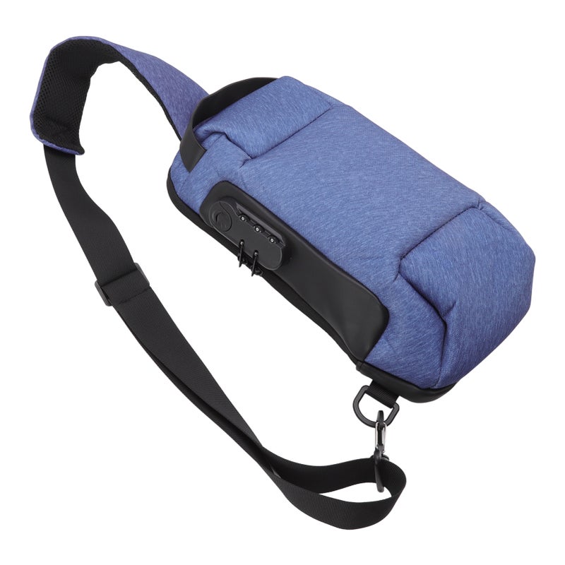 Sling Bag Waterproof Anti Theft with Combination Lock Anti Scratch Sports Single Shoulder Chest Bag Blue - Image 5