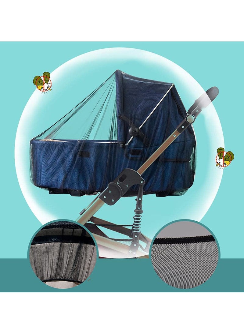 2 Pack Baby Stroller Mosquito Net,High-Density Insect Protection Cover for Strollers,Bassinets,Playards and Portable Cribs,Black - Image 3