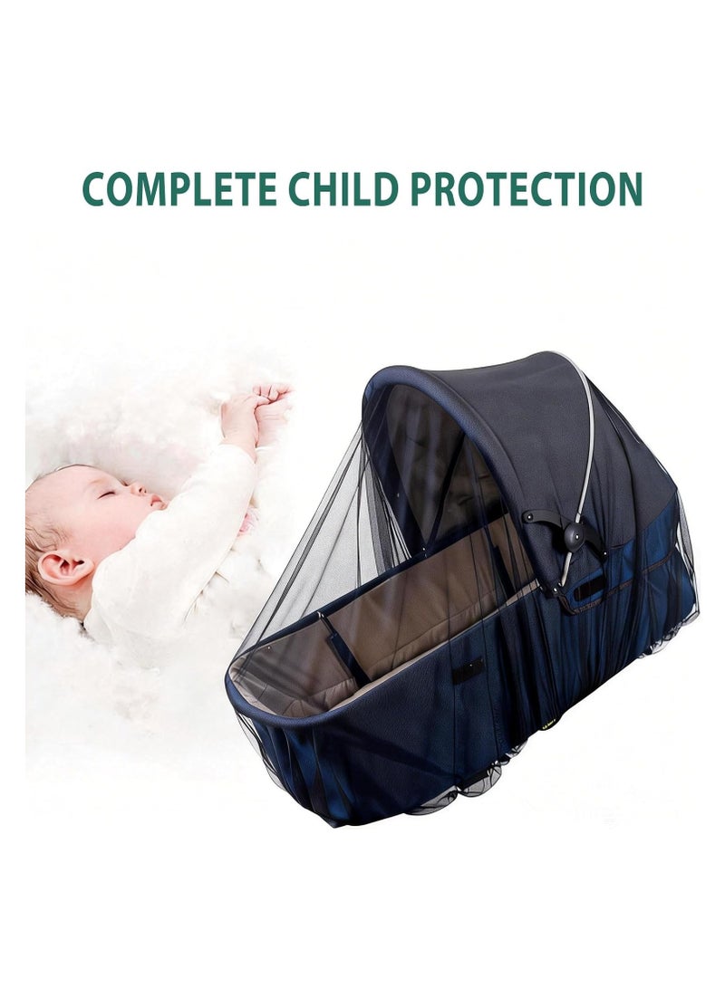 2 Pack Baby Stroller Mosquito Net,High-Density Insect Protection Cover for Strollers,Bassinets,Playards and Portable Cribs,Black - Image 5