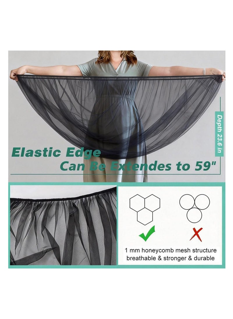 2 Pack Baby Stroller Mosquito Net,High-Density Insect Protection Cover for Strollers,Bassinets,Playards and Portable Cribs,Black - Image 2