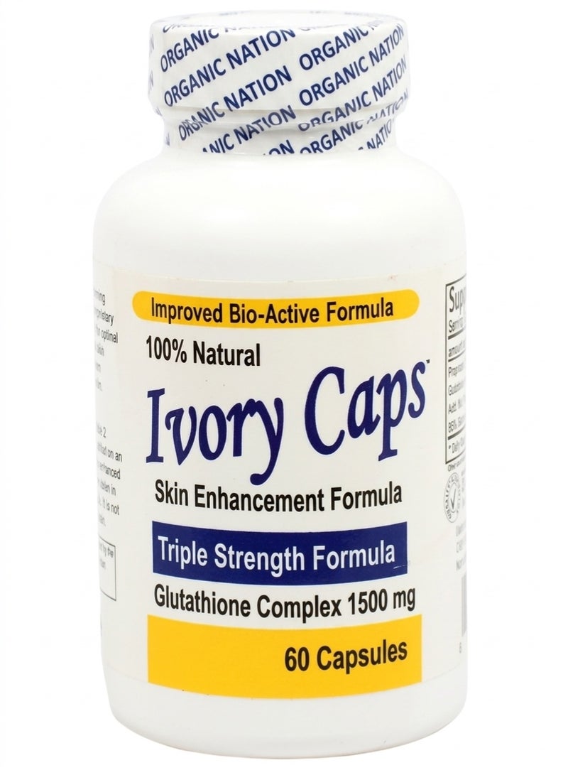 Organic Nation Ivory Caps Skin Enhancement Formula Glutathione Complex 1500mg - 60 Capsules - Image 1