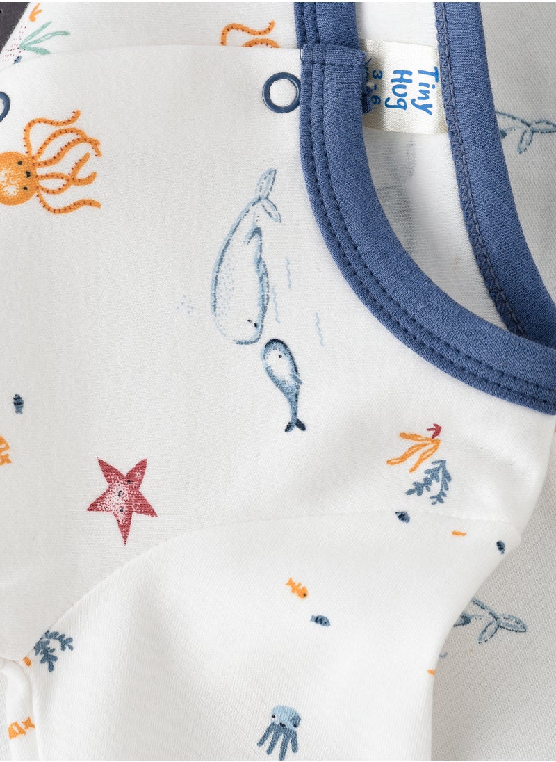 Tiny Hug Newborn Boy's Sleep Suit with Mittens, Soft and Comfortable Sleepwear for Baby Boys  - Image 4