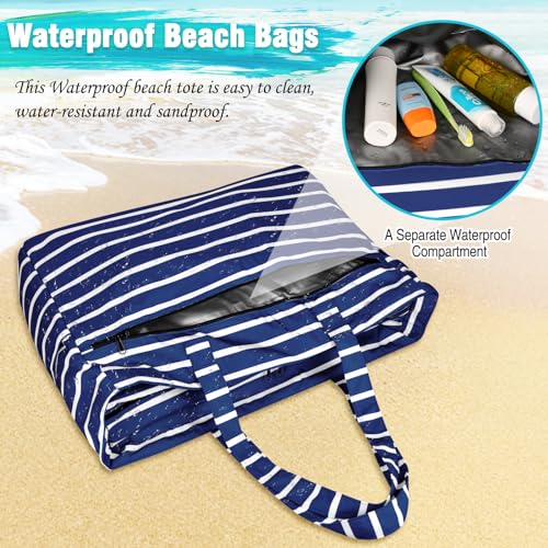 HUANLANG Extra Large Beach Bag Waterproof Beach Totes Bags for Women Men,Pool Bag with Zipper Wet Pocket - Image 3