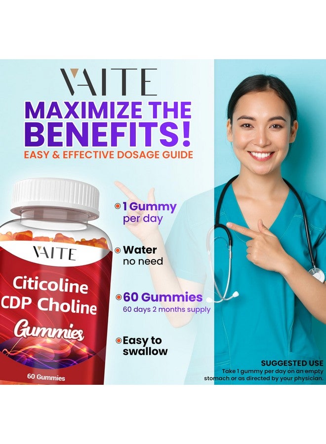 VAITE مكملات سيتيلكولين 1000 ملغ - كولين CDP لدعم الدماغ، الذاكرة، التركيز والأداء العقلي - يساعد في الحفاظ على الوضوح والتركيز - للبالغين - غير معدّل وراثيًا، نباتي، 60 حبة جيلاتينية - Image 4