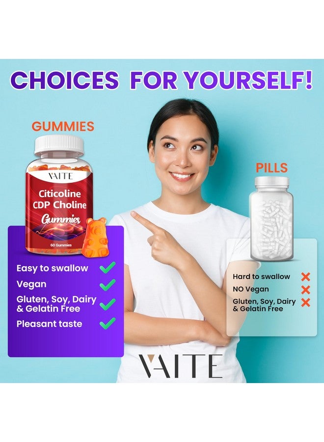 VAITE مكملات سيتيلكولين 1000 ملغ - كولين CDP لدعم الدماغ، الذاكرة، التركيز والأداء العقلي - يساعد في الحفاظ على الوضوح والتركيز - للبالغين - غير معدّل وراثيًا، نباتي، 60 حبة جيلاتينية - Image 5