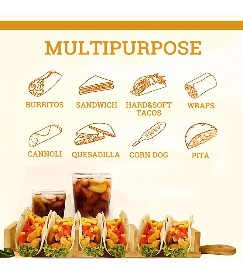 Wood Taco Holder for Everyone Holds 7 Soft or Hard Shell Tortillas - Image 5