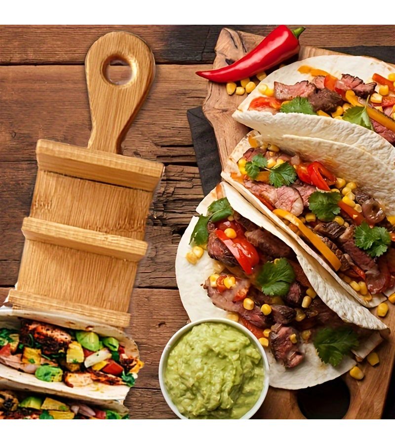 Wood Taco Holder for Everyone Holds 7 Soft or Hard Shell Tortillas - Image 2