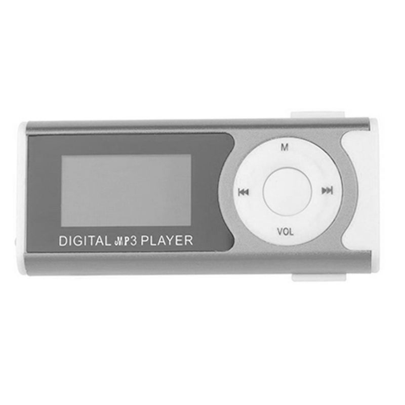 مشغل موسيقى MP3 محمول صغير من المعدن بشاشة LCD وضوء LED يدعم بطاقة ذاكرة TF و تنسيقات الصوت MP3/WMA - لون فضي - Image 1