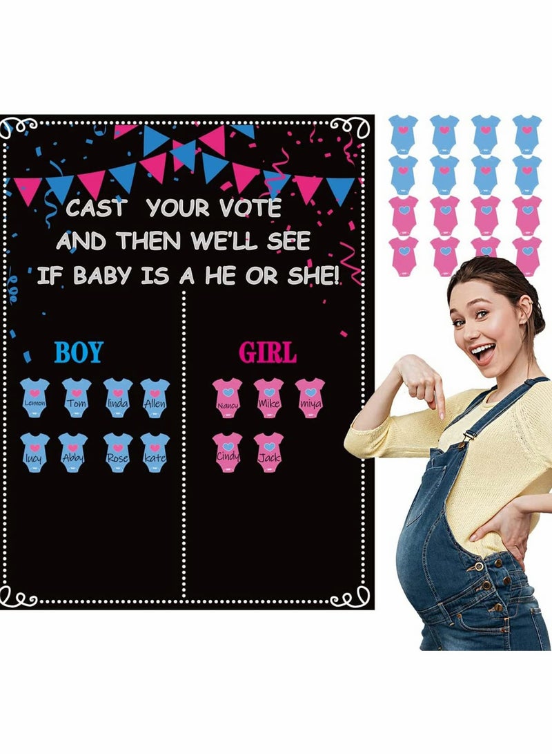 KASTWAVE Baby Gender Reveal Board, Party Supplies Kit with Decorations Games Gender Reveal Voting Poster Board with Stickers, Chalkboard Design Party Games Kit - Image 2