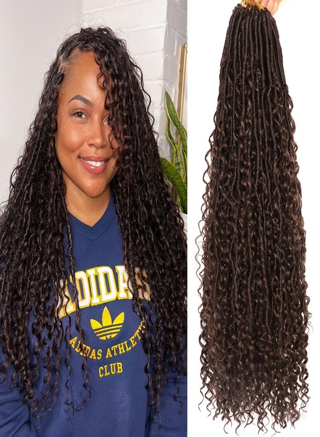 AMUMI Goddess Locs Crochet Hair-24 Inch 8 Packs Boho Faux Locs Crochet Hair for Black Women Pre Looped Soft Locs with Curly Ends (#4, 24 Inch(Pack of 8)) - Image 1
