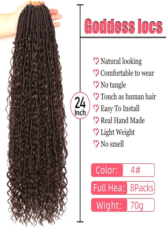 AMUMI Goddess Locs Crochet Hair-24 Inch 8 Packs Boho Faux Locs Crochet Hair for Black Women Pre Looped Soft Locs with Curly Ends (#4, 24 Inch(Pack of 8)) - Image 2