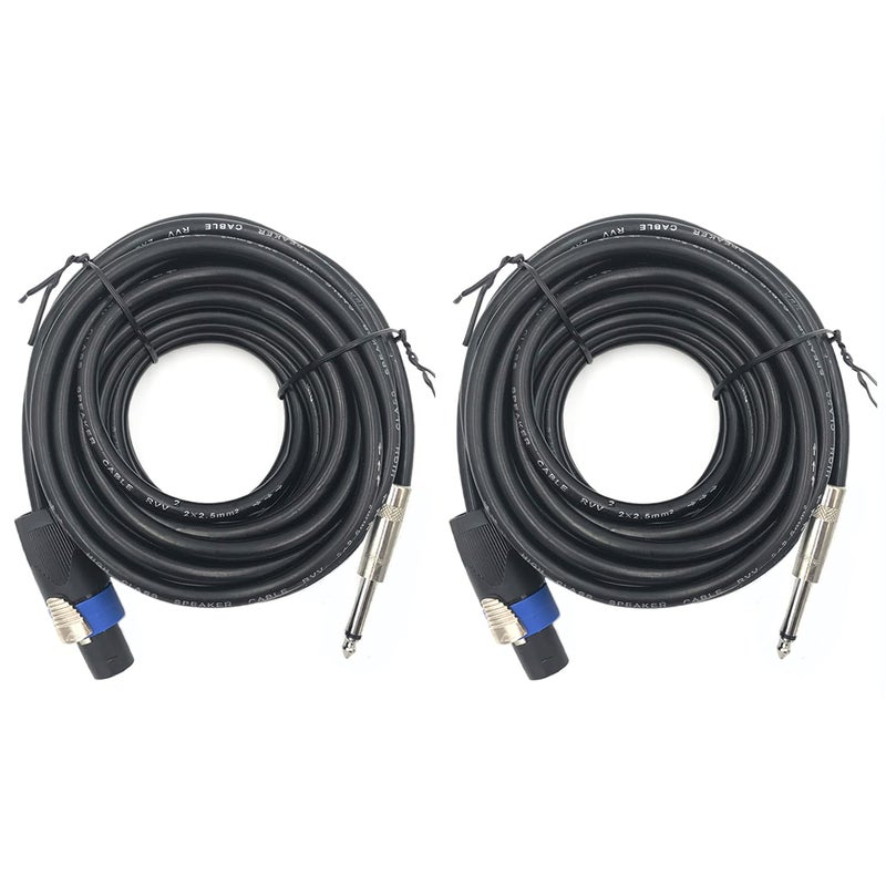 ROCMUZZK 2 Pack 30ft Speakon to 1/4 Inch Male Speaker Cable, 30 feet 6.35mm Stereo Audio Connection Cord, 12 Gauge AWG Wires - Image 1