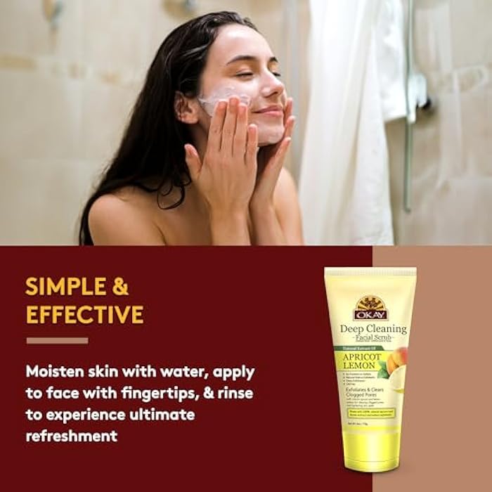 OKAY Oil Control Facial Scrub Exfoliator - Exfoliating Face Wash, Face Scrub for Women and Men, Moisturizing and Brightening, Leaves Skin Smooth and Clean, Paraben Free - Apricot Lemon, 6 oz (1 Pack) - Image 4