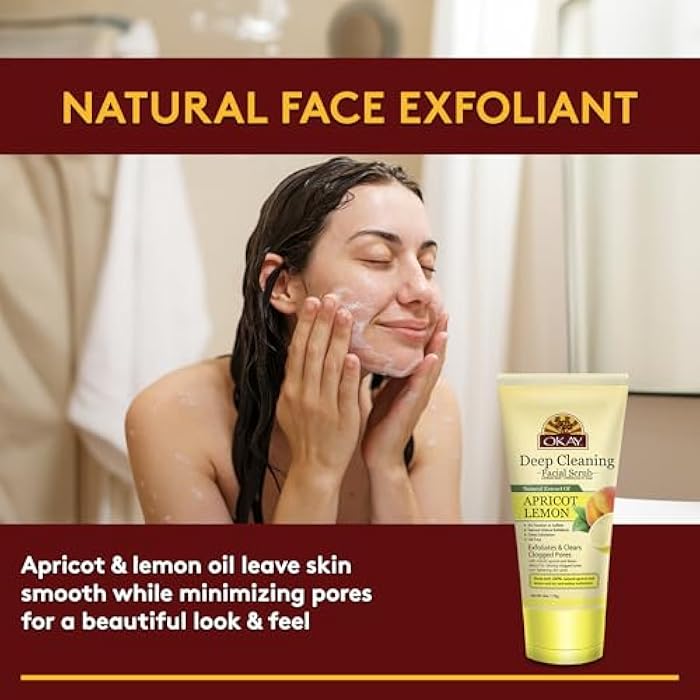 OKAY Oil Control Facial Scrub Exfoliator - Exfoliating Face Wash, Face Scrub for Women and Men, Moisturizing and Brightening, Leaves Skin Smooth and Clean, Paraben Free - Apricot Lemon, 6 oz (1 Pack) - Image 2