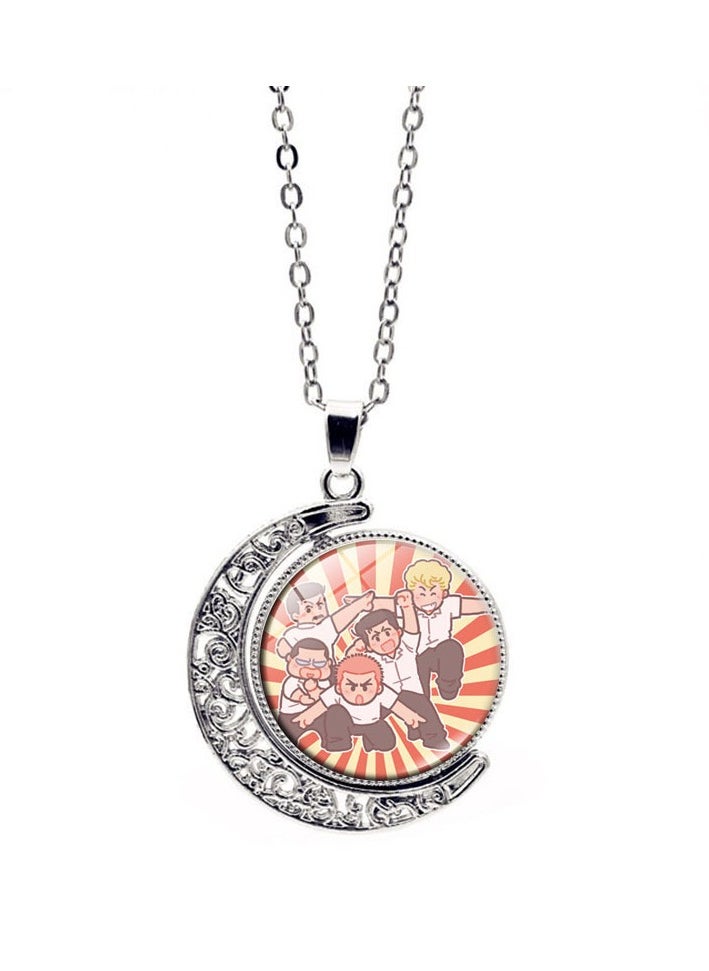 KUYING New Slam Dunk Double Sided Rotating Moon Pendant Necklace 