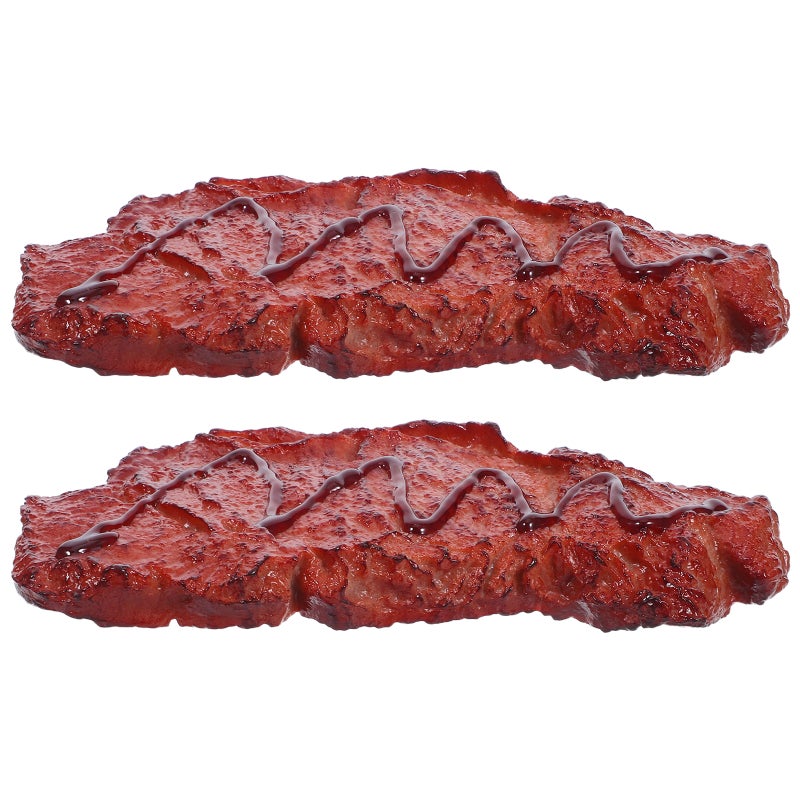2pcs Artificial Lifelike Steak: Fake Cooked Roast Beef Simulated Food Meat Model For Market Kitchen Photography Props Display Party Decoration Brown - Image 1