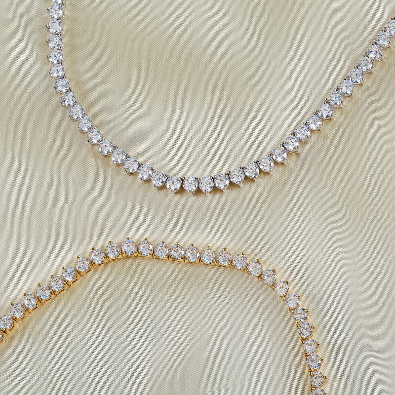 Kose Tennis Necklace 18K white/yellow Gold for Women and Men | 3 Prong Plated 5A 4.0mm Round Cubic Zirconia Cut Faux Diamond Tennis Chain (white gold, 18in) - Image 3